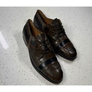 Massimo Brown Patchwork Textured Leather Lace Up Dress Shoes Mens Mens us 9